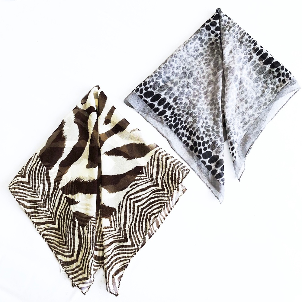 Two Anne Klein 100% Silk Scarf Bundle